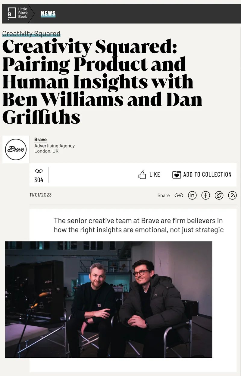 Shots article: Creativity Squared, pairing product and human insights with Ben Williams and Dan Griffiths